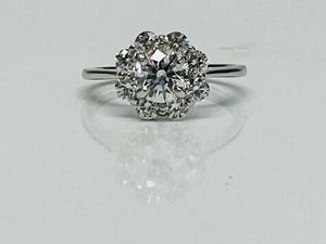 0.88ct Round Brilliant Diamond Flower Ring in Platinum