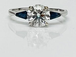 0.91ct Seng Firey Diamond™️ and Kite Shaped Sapphire Ring