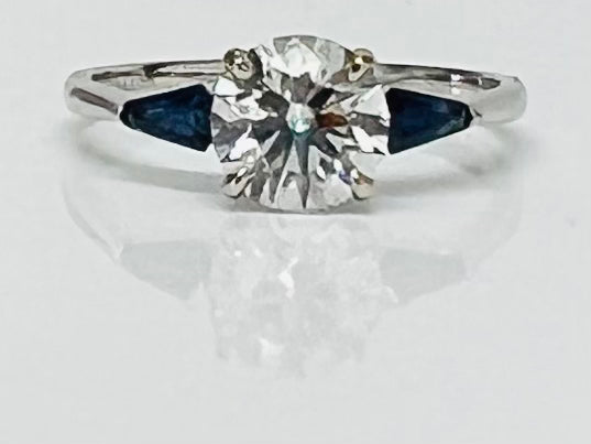 0.91ct Seng Firey Diamond™️ and Kite Shaped Sapphire Ring