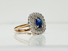 Load image into Gallery viewer, Vintage Style Sapphire and Diamond Double Halo Ring
