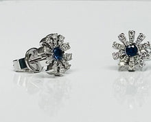 Load image into Gallery viewer, Sapphire and Diamond Starburst Earrings
