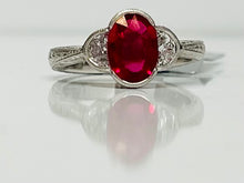 Load image into Gallery viewer, Vivid Vintage Ruby and Diamond Ring
