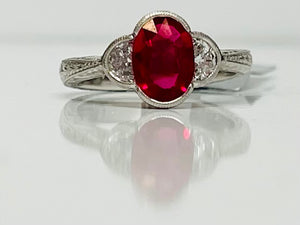 Vivid Vintage Ruby and Diamond Ring