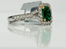 Load image into Gallery viewer, Deep Green Emerald and Diamond Ring in Platinum
