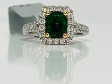 Load image into Gallery viewer, Deep Green Emerald and Diamond Ring in Platinum

