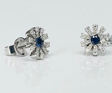 Load image into Gallery viewer, Sapphire and Diamond Starburst Earrings
