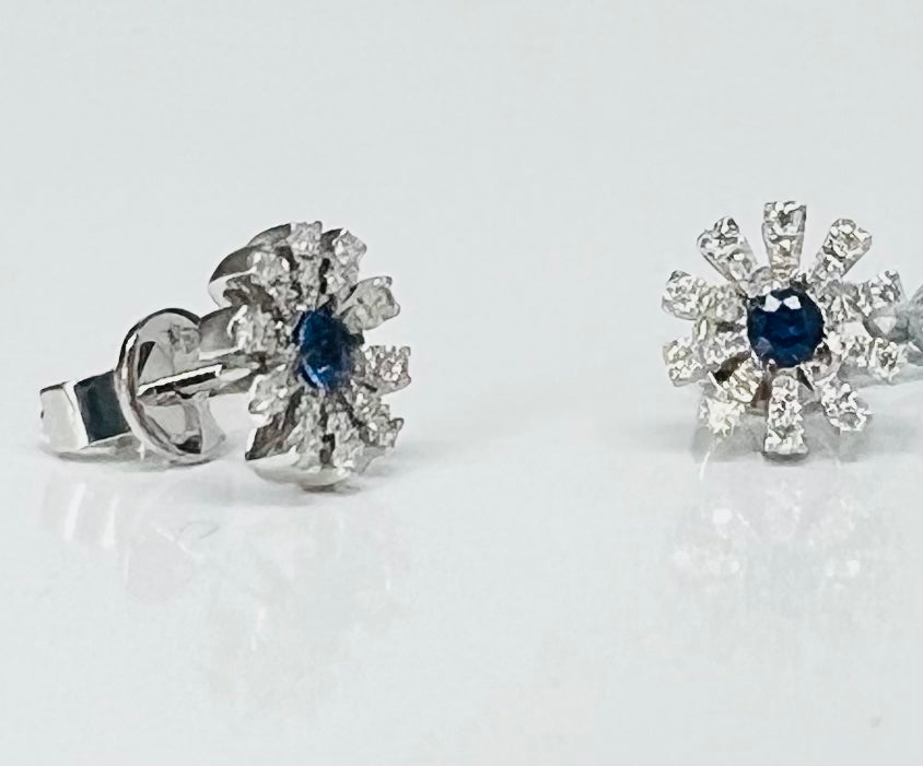 Sapphire and Diamond Starburst Earrings