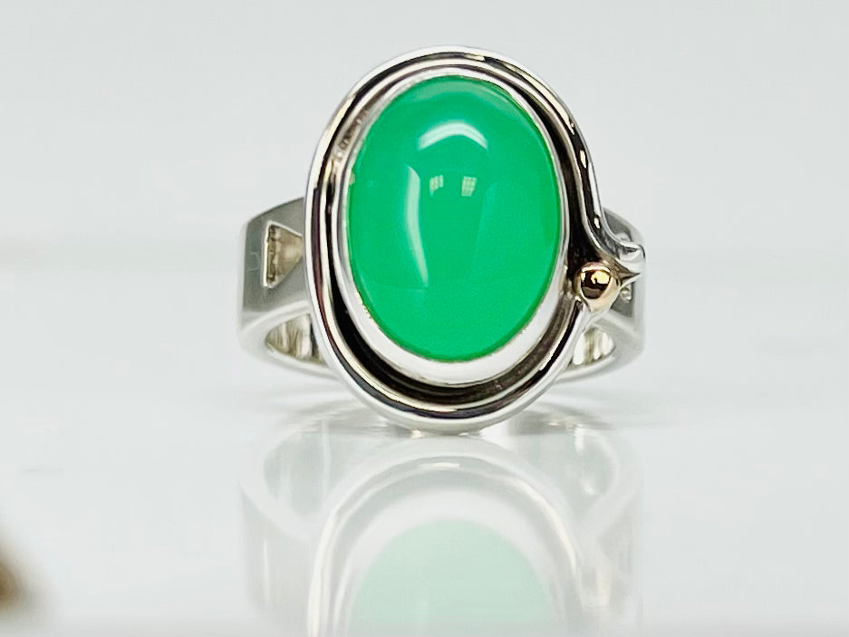 Vintage Handmade Chrysoprase Ring