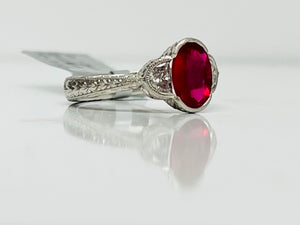 Vivid Vintage Ruby and Diamond Ring