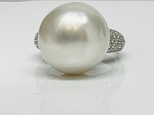 Load image into Gallery viewer, Cruella Deville Style South Sea Pearl Pave Diamond Ring
