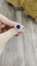 Load and play video in Gallery viewer, 4ct Round Sapphire and Diamond Ring
