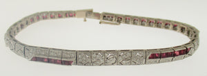 Vintage Ruby and Diamond Bracelet in 18k White Gold