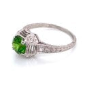 Rare Art Deco 1.13ct Demantoid Garnet & Diamond Ring