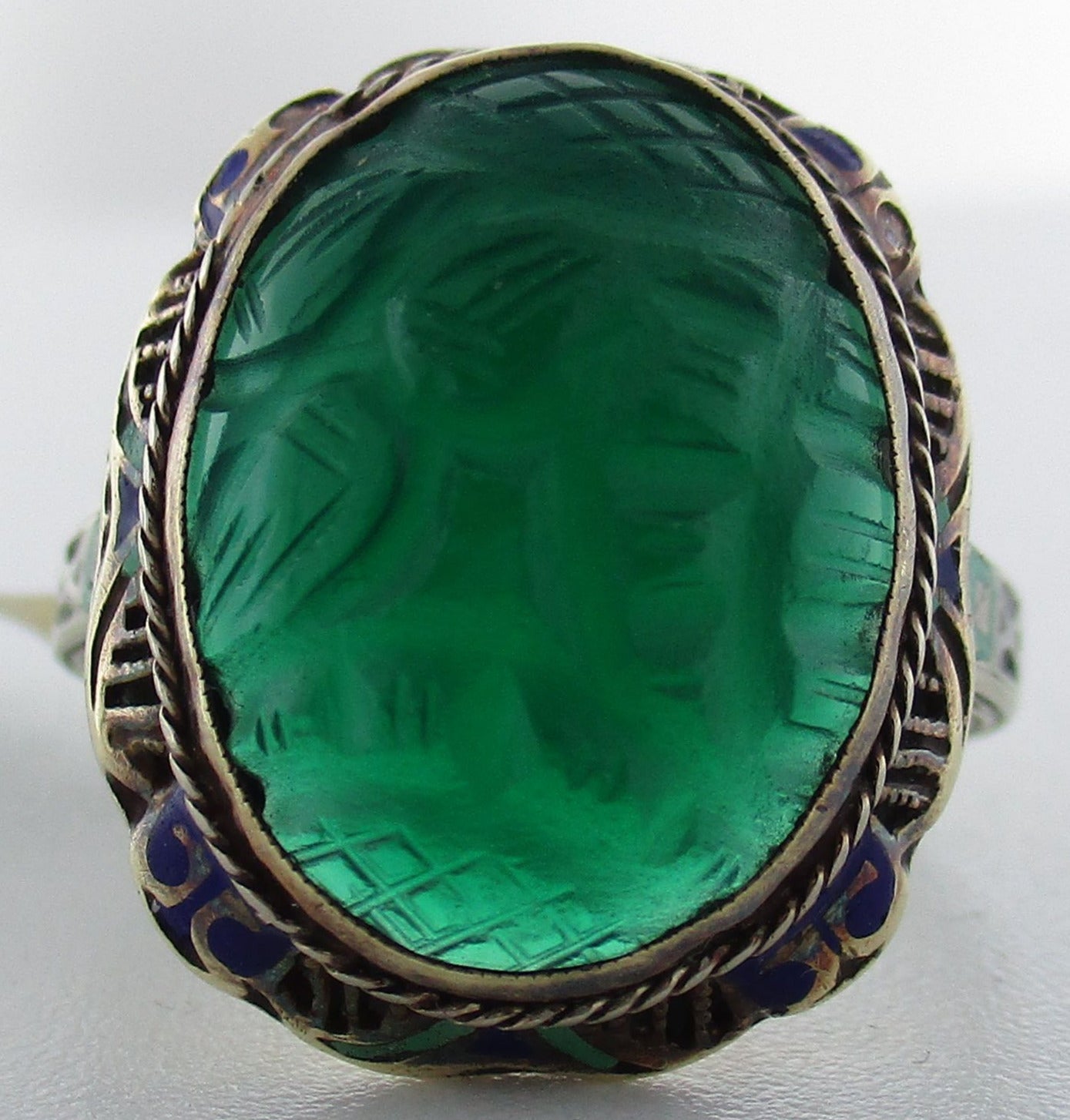 Green Fire Opal Crown Ring Crown Design Antique Bronze Ring – JJsCollections