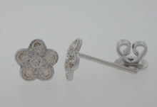 Load image into Gallery viewer, Diamond Flower Studs in 18k White Gold
