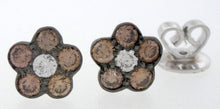 Load image into Gallery viewer, Bourbon Color Diamond Flower Studs in 18k White Gold
