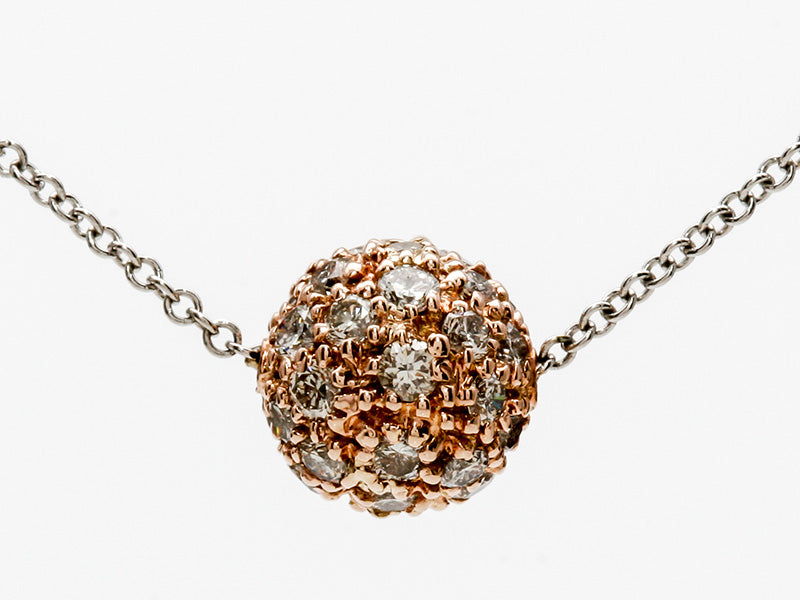 Rose Gold Pave Diamond Ball Pendant