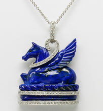 Load image into Gallery viewer, StoryBook Diamond and Lapis Pegasus Pendant in Platinum

