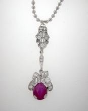Load image into Gallery viewer, Antique Star Ruby and Diamond Pendant in Platinum
