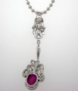 Antique Star Ruby and Diamond Pendant in Platinum