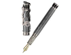 David Oscarson Black Water Snake Roller Ball Writing Instrument in Sterling Silver