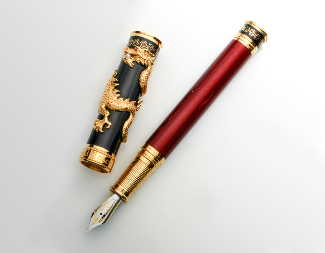 David Oscarson Black Water Dragon Limited Edition Fountain Pen in Sterling Silver