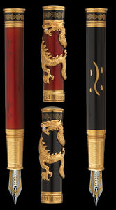 David Oscarson Black Water Dragon Limited Edition Fountain Pen in Sterling Silver