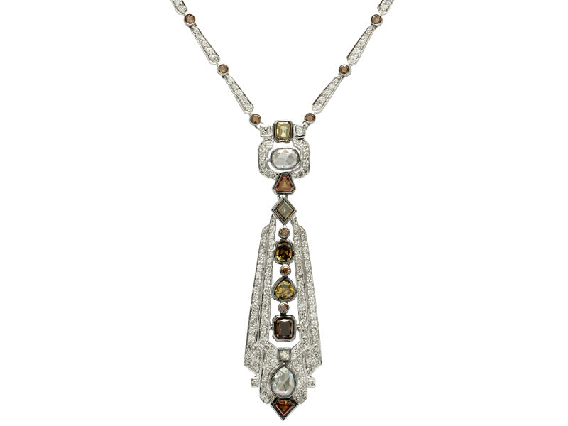 Natural Fancy Color Diamond Vintage Necklace
