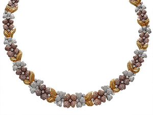 Exquisite Blooming Natural Fancy Color Diamond Flower Necklace