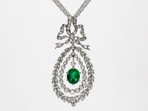 Elegant Antique Emerald and Diamond Necklace