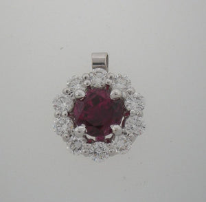 Bright Red Ruby and Diamond Pendant