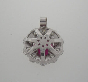 Bright Red Ruby and Diamond Pendant