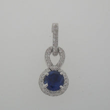 Load image into Gallery viewer, Pavé Diamond and Round Sapphire Pendant in 18k White Gold
