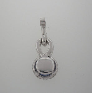Pavé Diamond and Round Sapphire Pendant in 18k White Gold