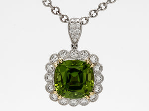 Spectacular Peridot and Diamond Pendant