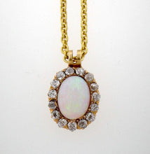 Load image into Gallery viewer, Antique 18k Yellow Gold Opal and Diamond Pendant
