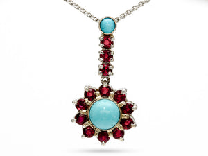 Handmade Turquoise and Ruby Pendant
