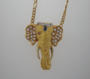 Enchanting Elephant Pendant in 18k Yellow Gold