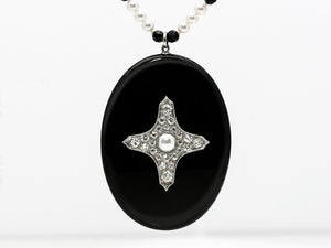 Incredible Antique Black Onyx Diamond Victorian Hair Locket