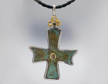 Load image into Gallery viewer, Nouveau 1910 Byzantine Cross Pendant with Rose Cut Diamonds
