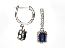Load image into Gallery viewer, Blue Sapphire and Diamond Drop Earrings
