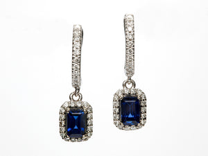 Blue Sapphire and Diamond Drop Earrings