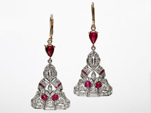 Load image into Gallery viewer, Antique Cab Ruby and Diamond Drop Earrings
