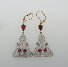 Load image into Gallery viewer, Antique Cab Ruby and Diamond Drop Earrings
