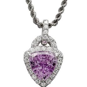 Kunzite with Diamonds Platinum Pendant