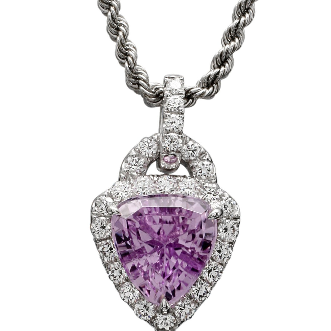 Kunzite with Diamonds Platinum Pendant