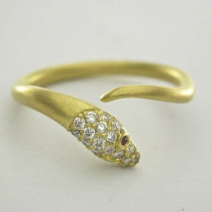 Vintage Style Diamond Snake Wrap Ring in 18kt Brushed Gold
