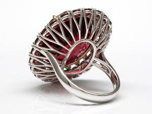 Liberace Style Garnet and Canary Diamond Cocktail Ring