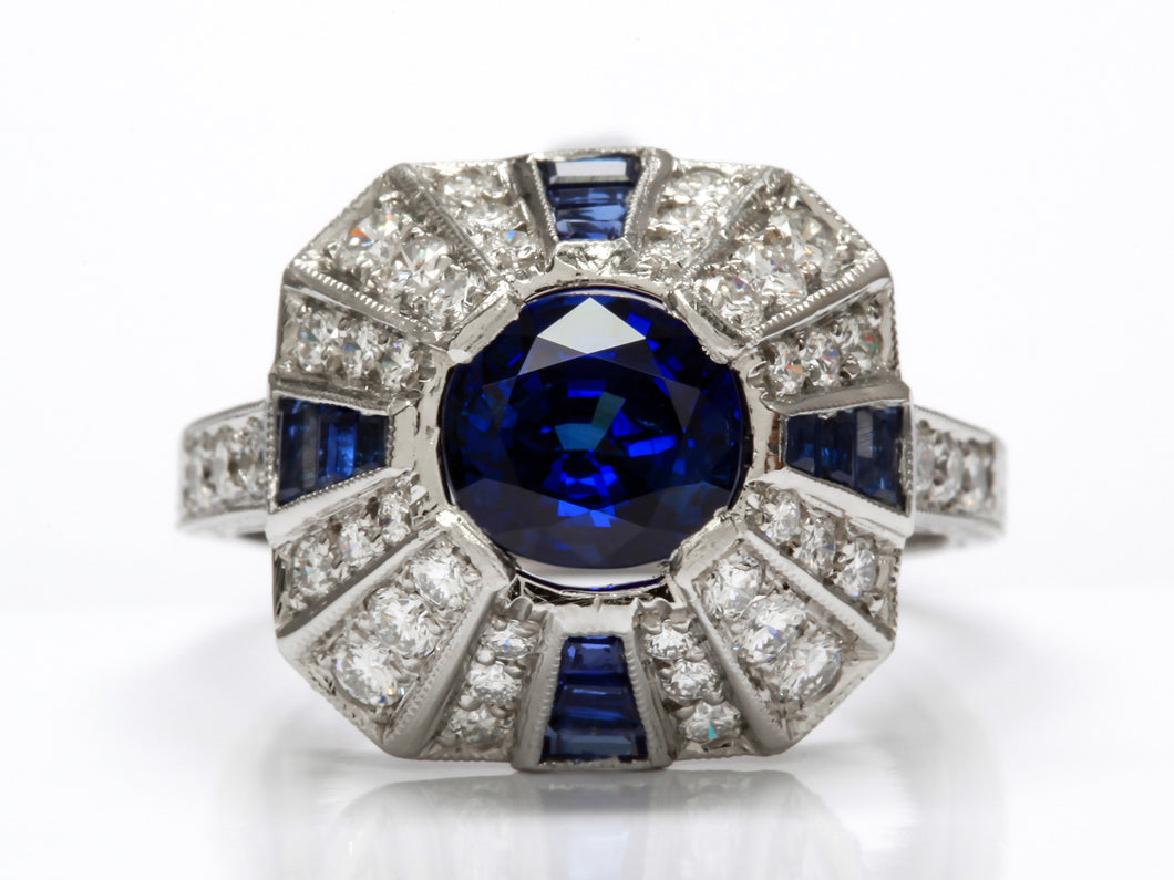 Vintage Style Sapphire and Diamond Ring