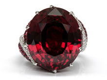 Load image into Gallery viewer, Unreal Garnet and Diamond Swirl Ring
